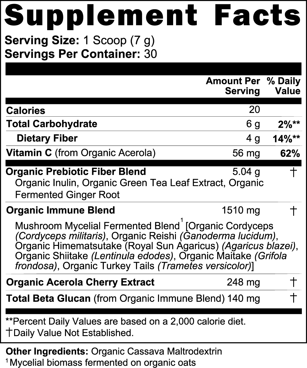 Nootropic Mushroom Blend with Prebiotics & Vitamin C